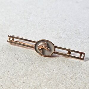 Anson Vintage Gold Tone Tie Clip Bar Jumping Fish Trout Salmon Motif Mens
